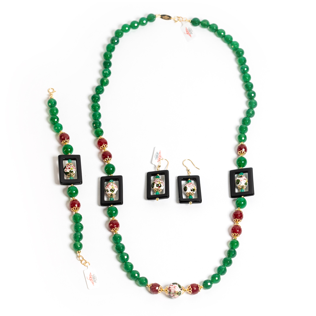 Parure Salina verde quadro